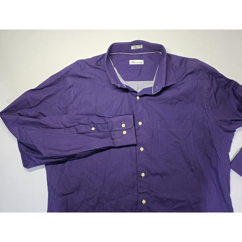 Peter Millar Mens XL Purple Geometric Long Sleeve Button Down‎ Shirt